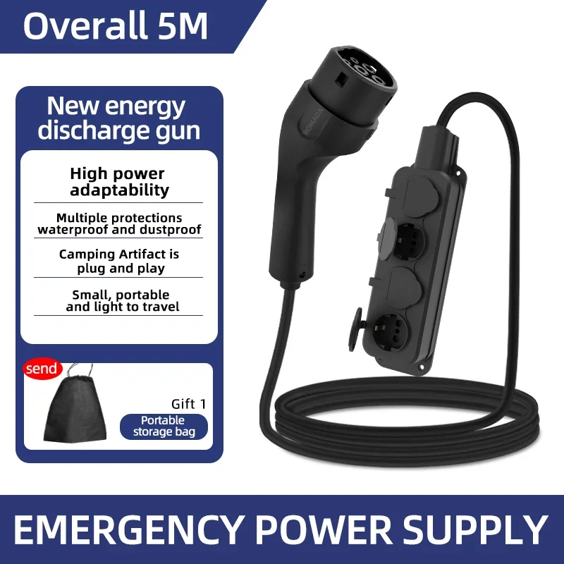Outdoor Power Port - ポータブル16A 4KW電気自動車EV充電器V2LケーブルサイドディスチャージプラグIEC62196-2 Type2 EUソケット付き屋外電源用
