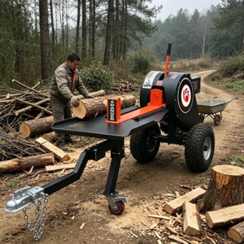 Log Splitter Electric - 7トン電動薪割り機、油圧式木材加工機、家庭用庭園用ポータブル薪処理機、切断長さ520mm