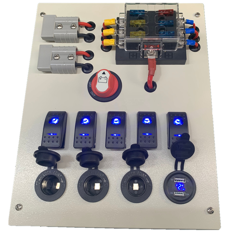 Outdoor Power Block - カスタムマリンRVピックアップアウトドアキャンプ多機能12V電源キャノピーコントロールボックスパネル（バッテリースイッチ、ヒューズブロック付き）