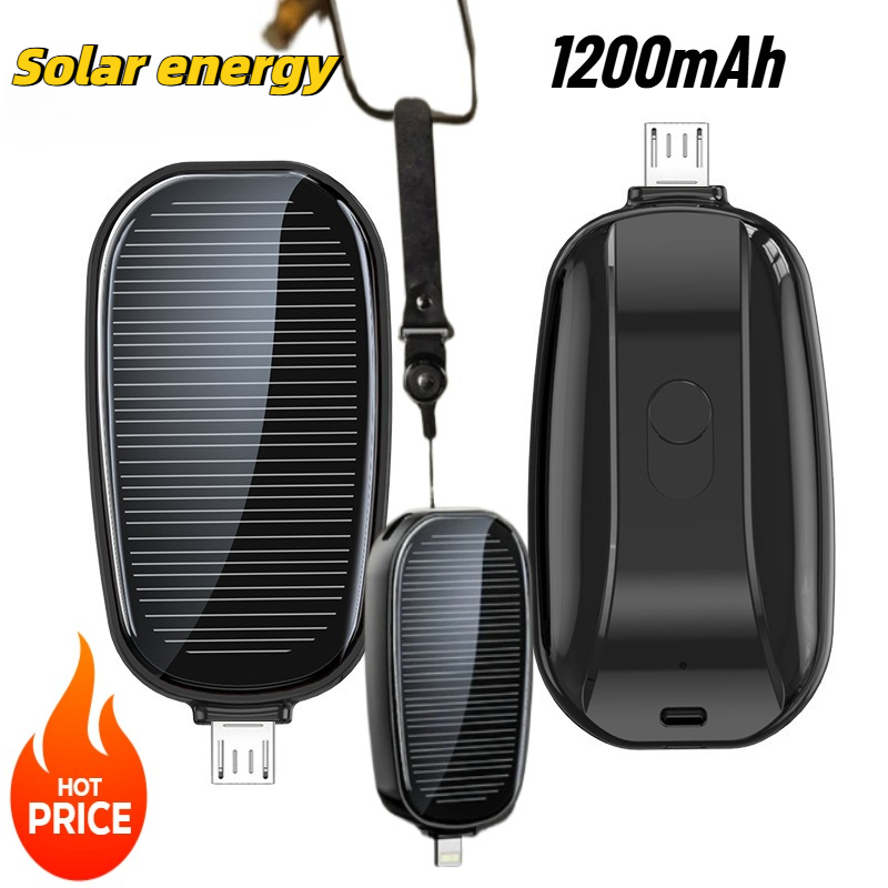Outdoor Power Port - 1200mAh ソーラーミニパワーバンクキーホルダーポータブル充電器屋外キャンプ外部バッテリー高速充電 Xiaomi モバイル電源用
