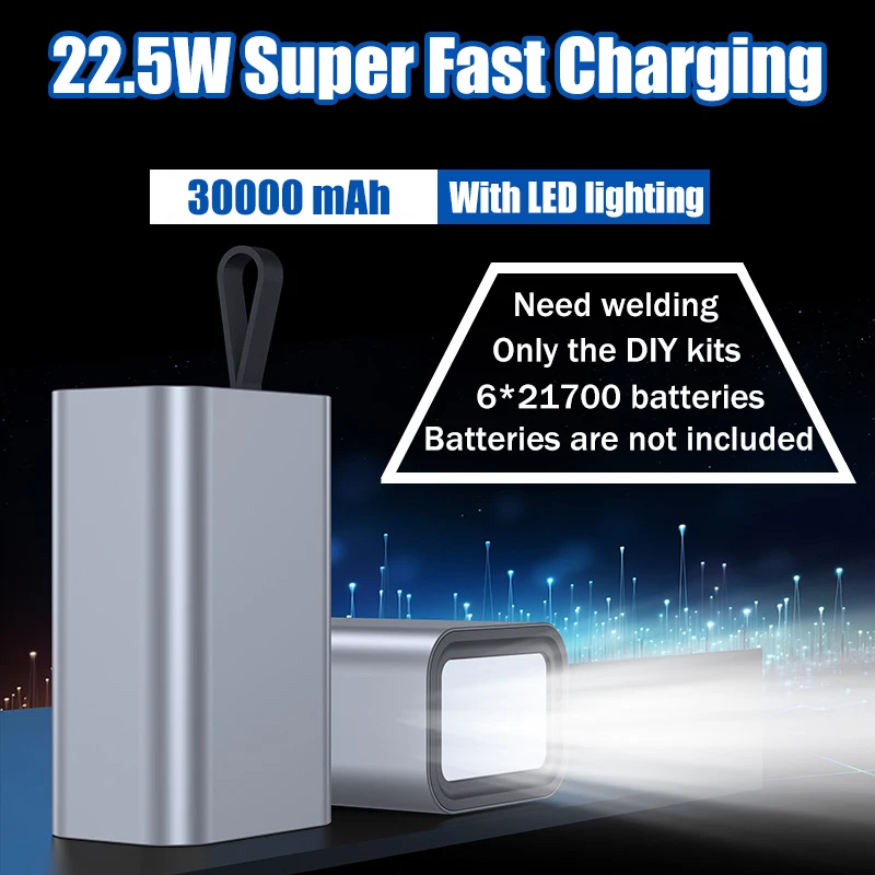 Outdoor Power Supply Box - DIY 6×21700 パワーバンクケース Max30000mAh PD QC22.5W