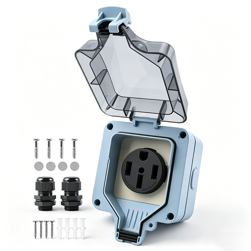 Outdoor Power Port - 屋外電源コンセントボックス 防水IP66 50A 125v250V プラグソケット 屋外コンセントカバー付き