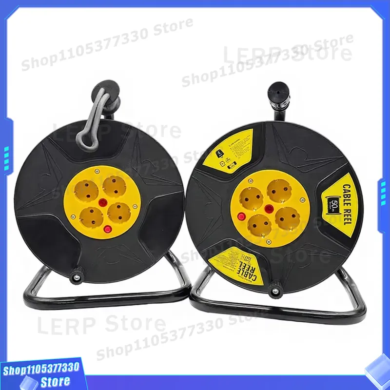 Outdoor Power Extension Cord - 25mヘビーデューティー延長ケーブルリール、EU規格電源コード、大型工業用ドラムソケット、屋外作業場や庭での使用に安全
