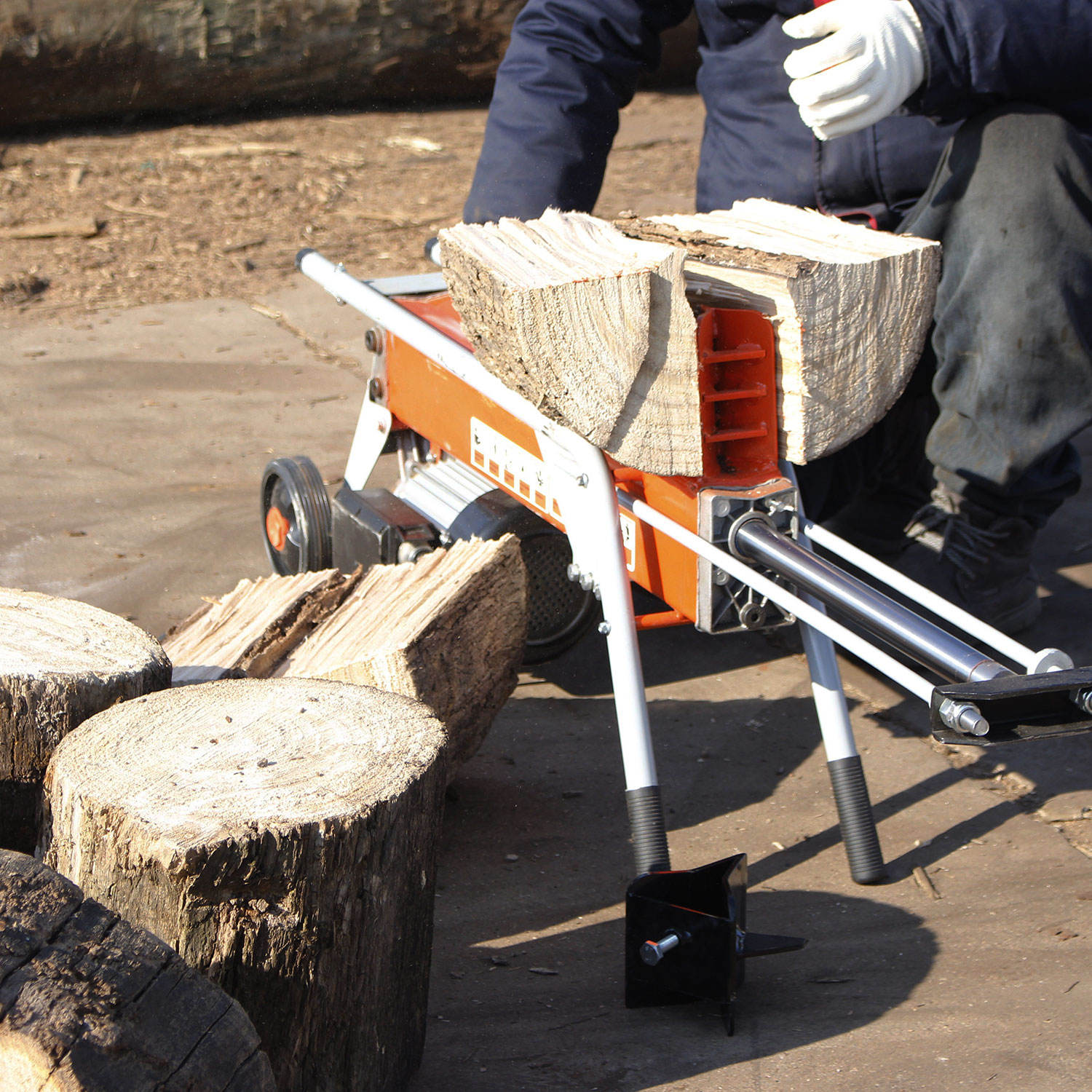 Log Splitter Electric - 8トン可搬式油圧電動薪割り機 家庭用木材ログスプリッター