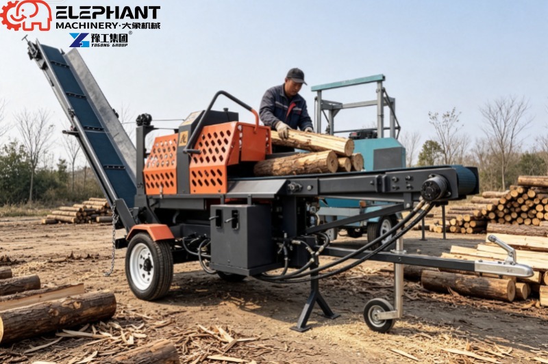 Log Splitter Electric - ポータブル10トン油圧式薪割り機、屋外家庭用薪切断機
