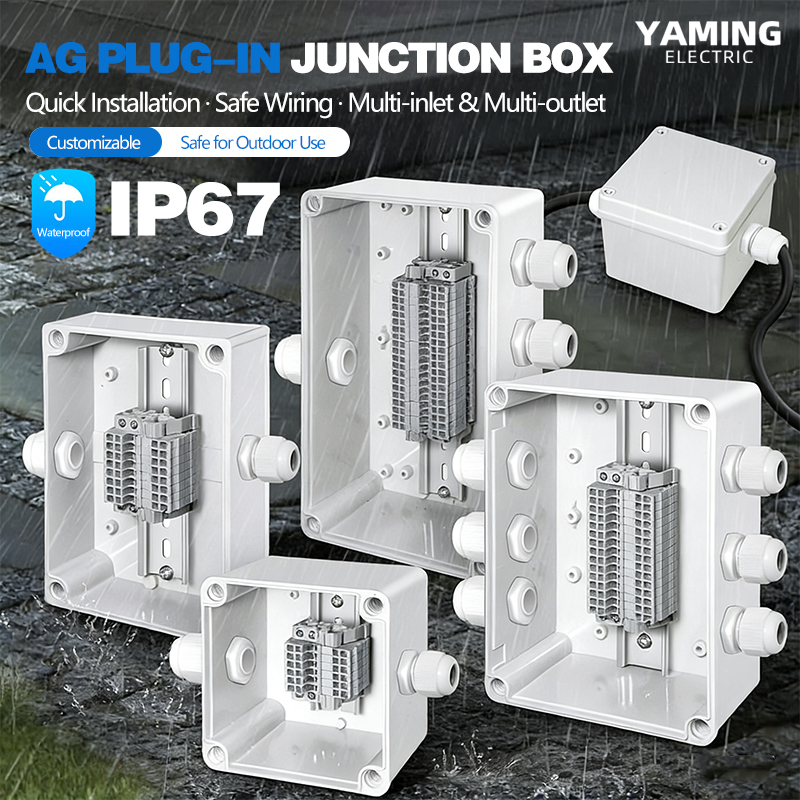 Outdoor Power Block - 防水ジャンクションボックス、プラグイン端子台付き、多入力多出力、電気ケーブル配線、屋外電源接続エンクロージャ