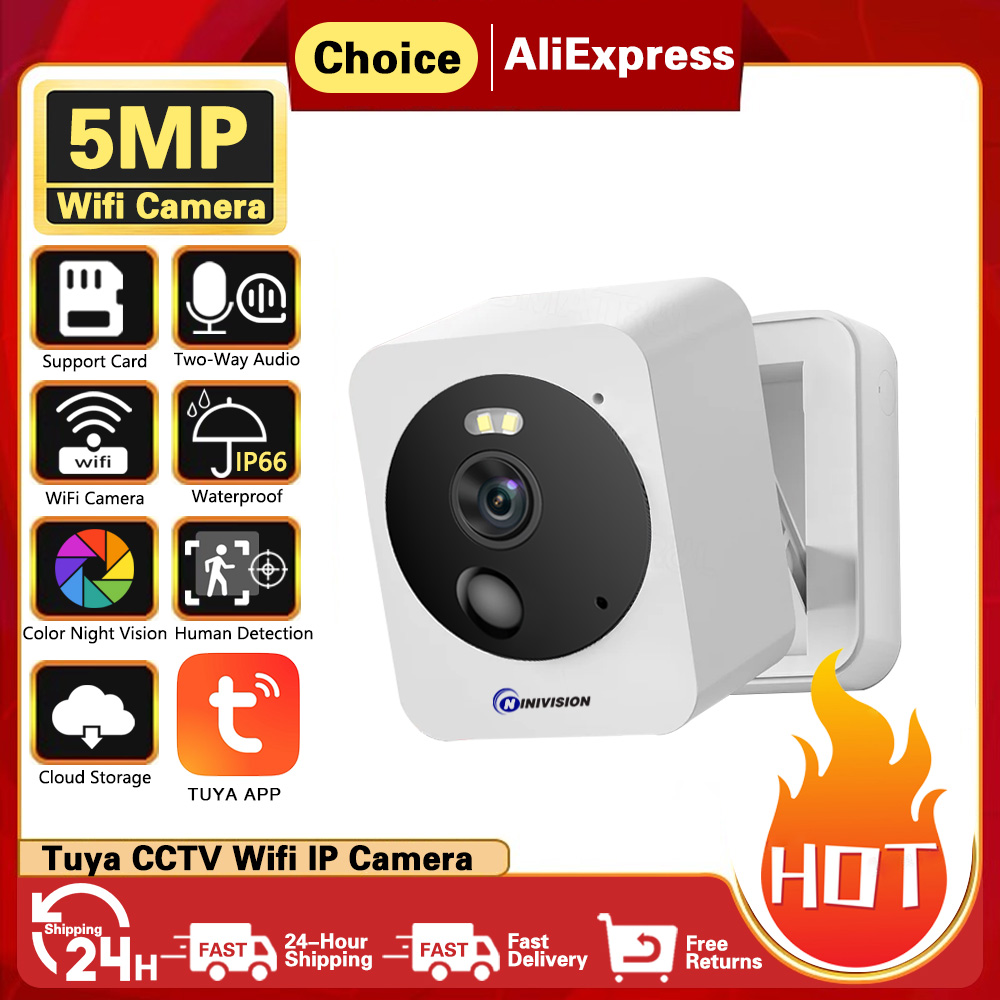 Outdoor Power Block - 5MP Wifi スマートホームベビーモニター双方向オーディオミニ屋内セキュリティ IP カメラ防水 CCTV