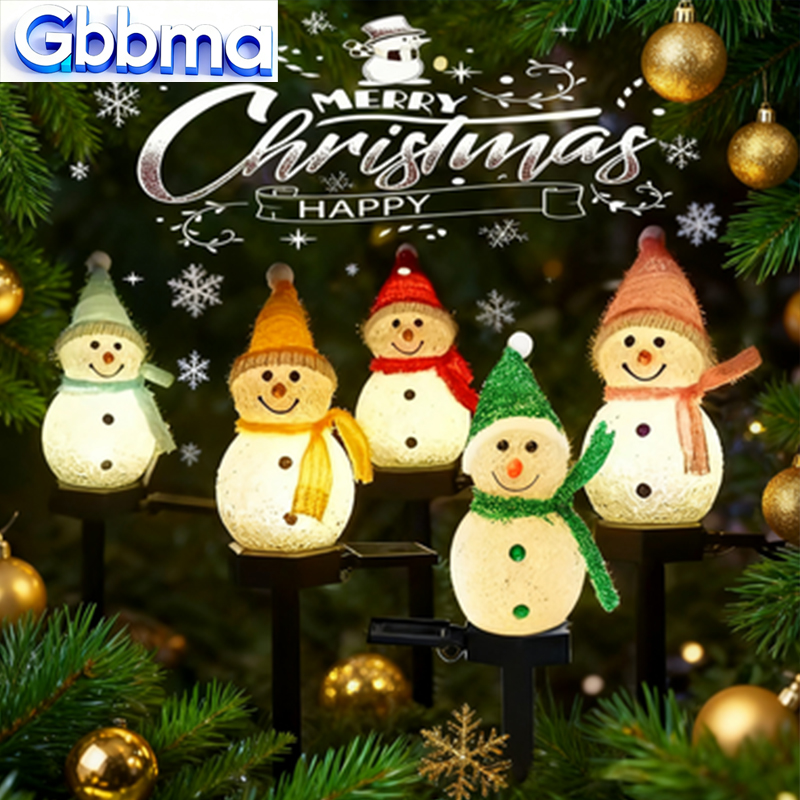 2つのLED雪だるまソーラーガーデンライト屋外地面杭ライトソ - Outdoor Power For Xmas Lights のレビューと価格