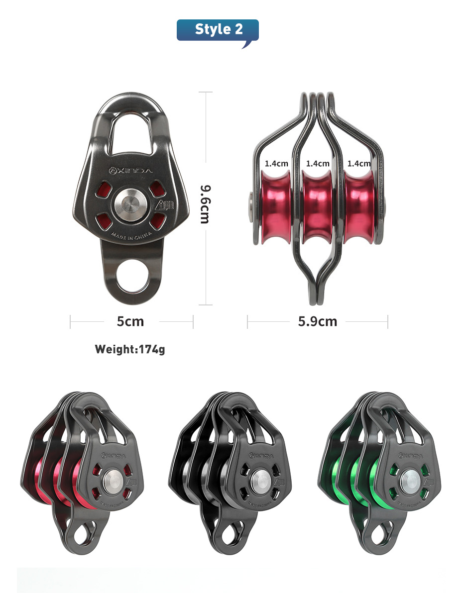 1セット屋外用3プーリーケーブルウェイ、ロッククライミングレ - Outdoor Power Block のレビューと価格