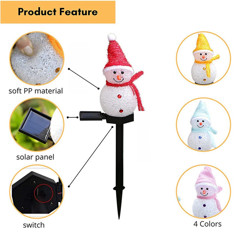 LED 雪だるまソーラーガーデンライト屋外地面ステークライト - Outdoor Power For Xmas Lights のレビューと価格