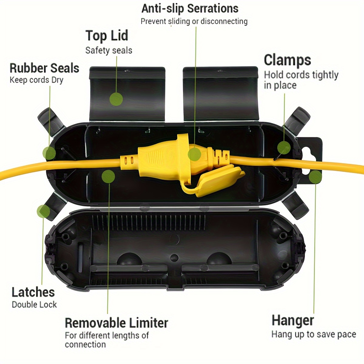 延長コードプラグ接続保護安全カバー、防水屋内屋外、ストリング - Outdoor Power Extension Cord のレビューと価格