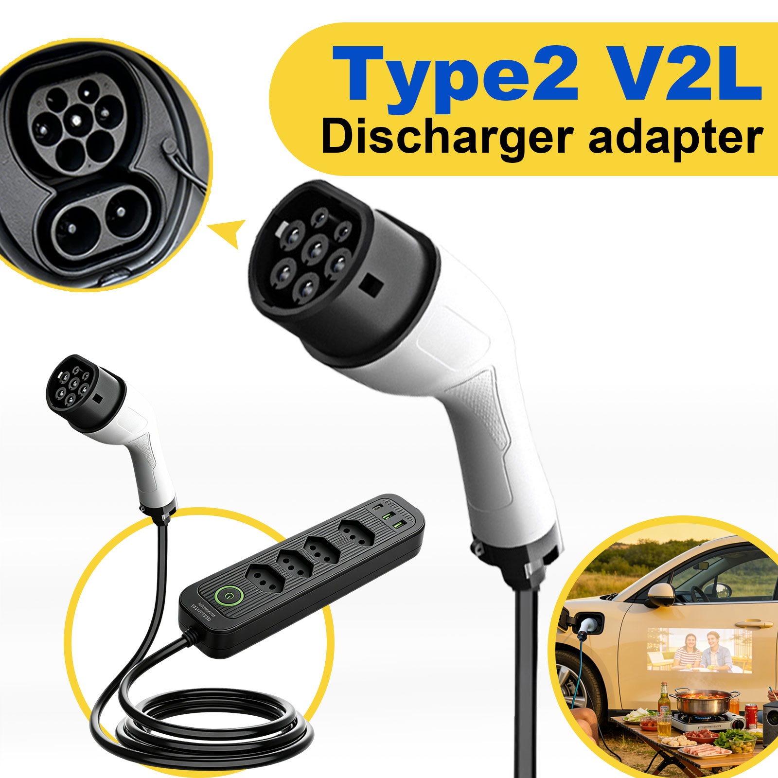 タイプ2 V2L放電アダプター 16A ブラジルソケット E - Outdoor Power Port のレビューと価格