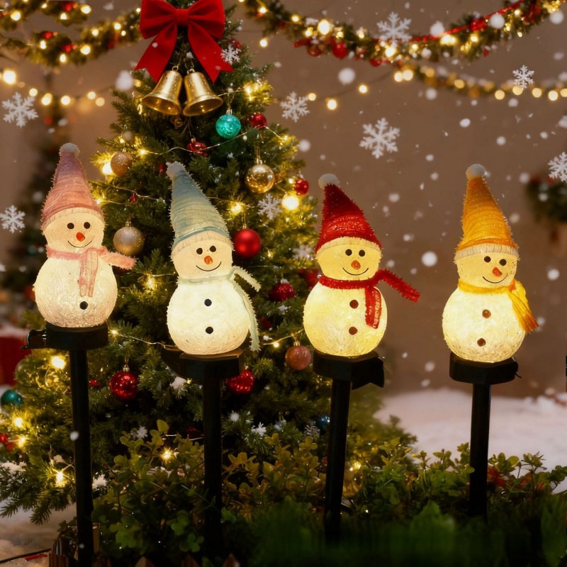 LED雪だるまソーラーガーデンライト屋外地面杭ライトソーラー - Outdoor Power For Xmas Lights のレビューと価格