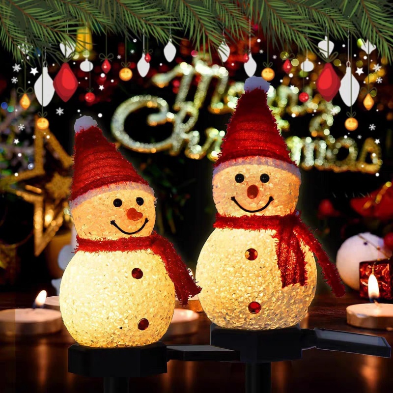 LED雪だるまソーラーガーデンライト屋外地面杭ライトソーラー - Outdoor Power For Xmas Lights のレビューと価格