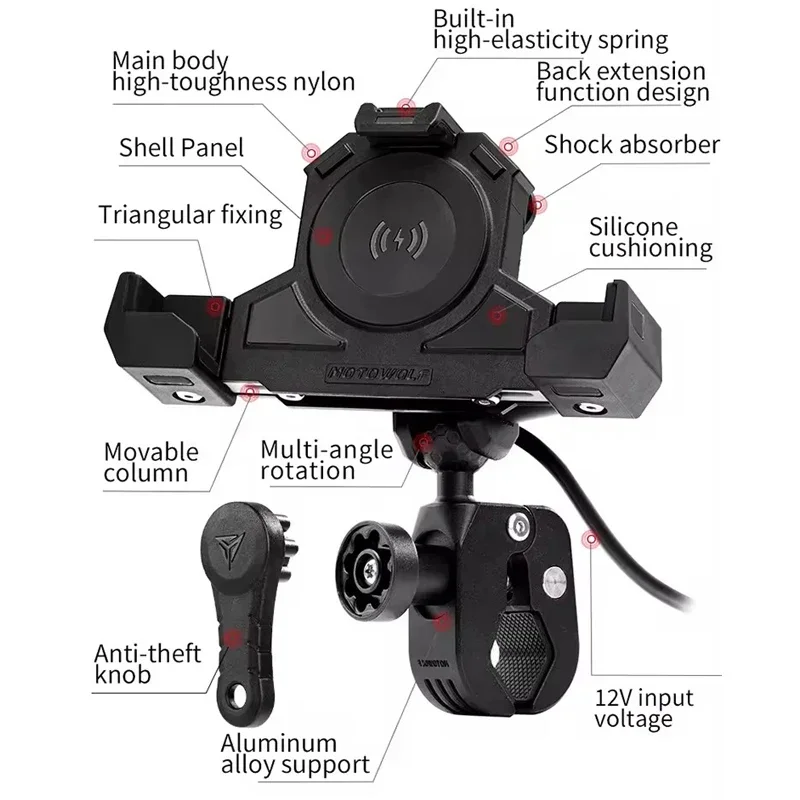MOTOWOLF オートバイ屋外衝撃吸収携帯電話ホルダー三角 - Outdoor Usb Power Supply のレビューと価格