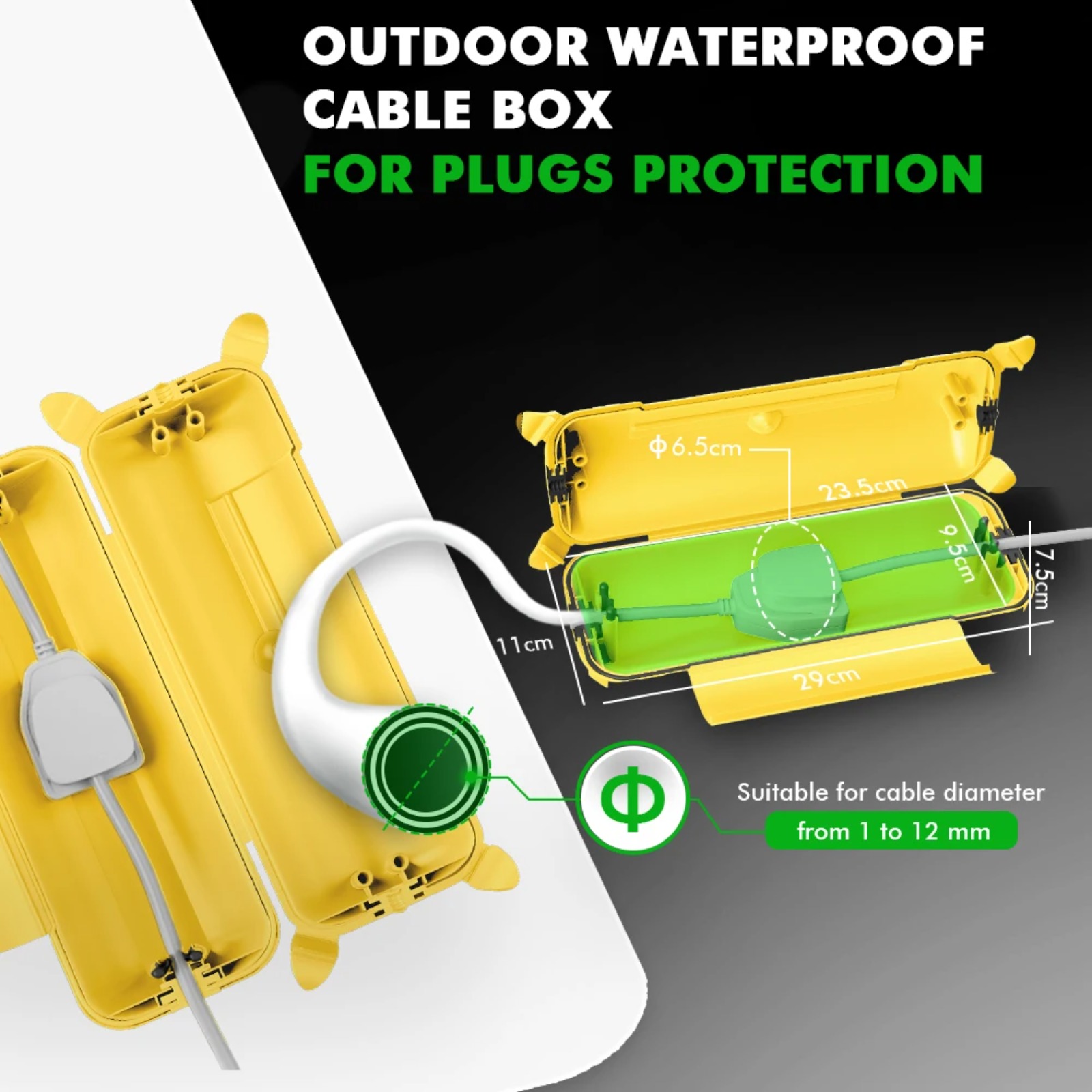 IP44 屋外延長コードカバー 29x11x7.5cm 高耐 - Outdoor Power Extension Cord のレビューと価格