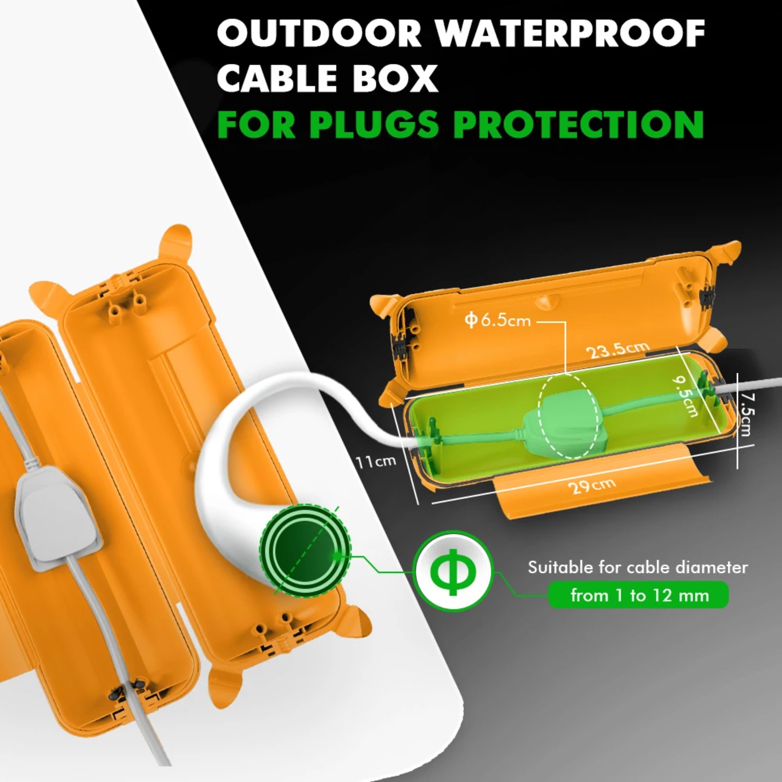 IP44 屋外延長コードカバー 29x11x7.5cm 高耐 - Outdoor Power Extension Cord のレビューと価格