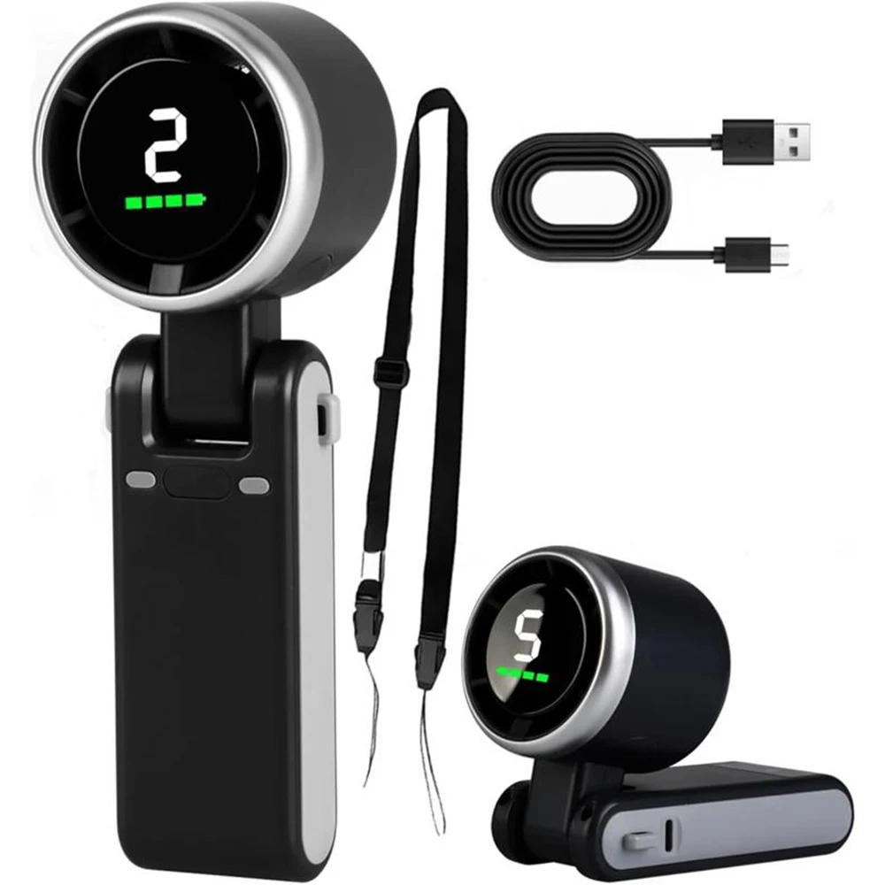 ハンドヘルドファン 5段階高速設定 デジタルスクリーン 折り - Outdoor Usb Power Supply のレビューと価格