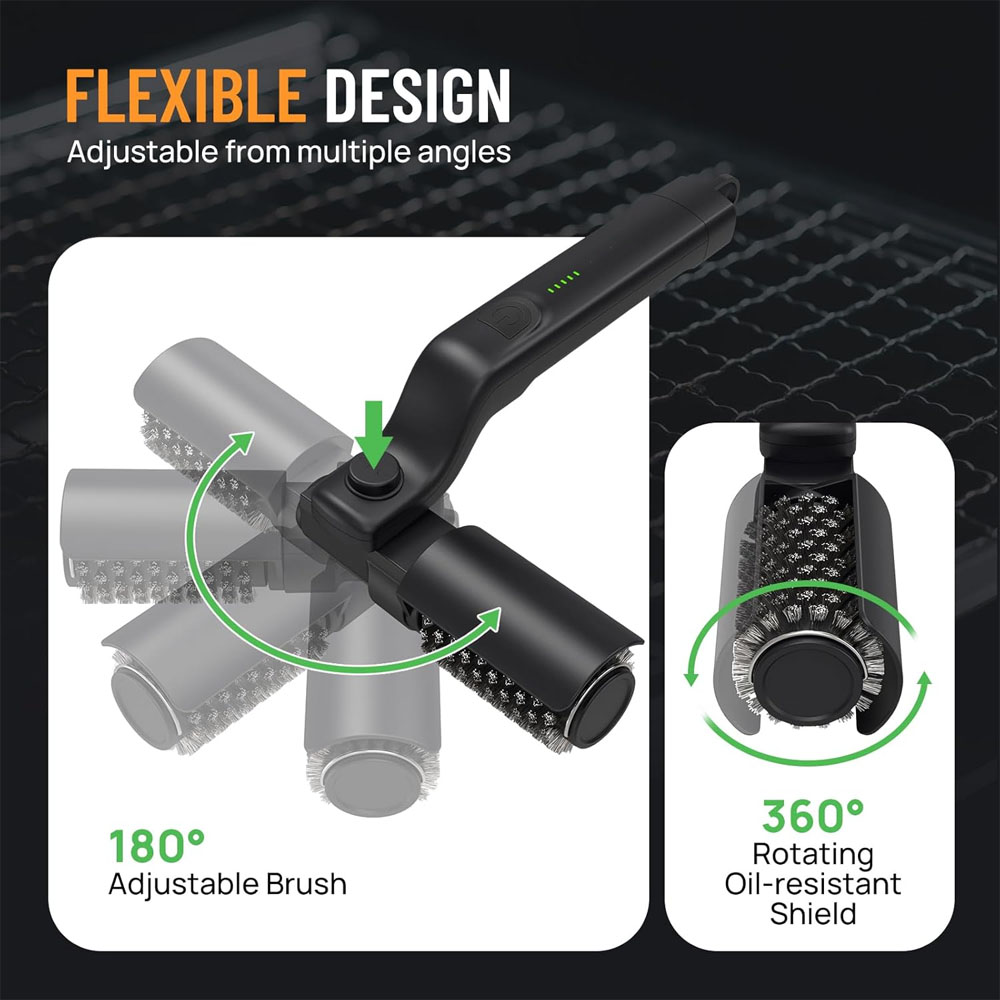 電気グリルブラシ 充電式 3つの強力な速度のBBQグリルブラ - Outdoor Power Brush のレビューと価格