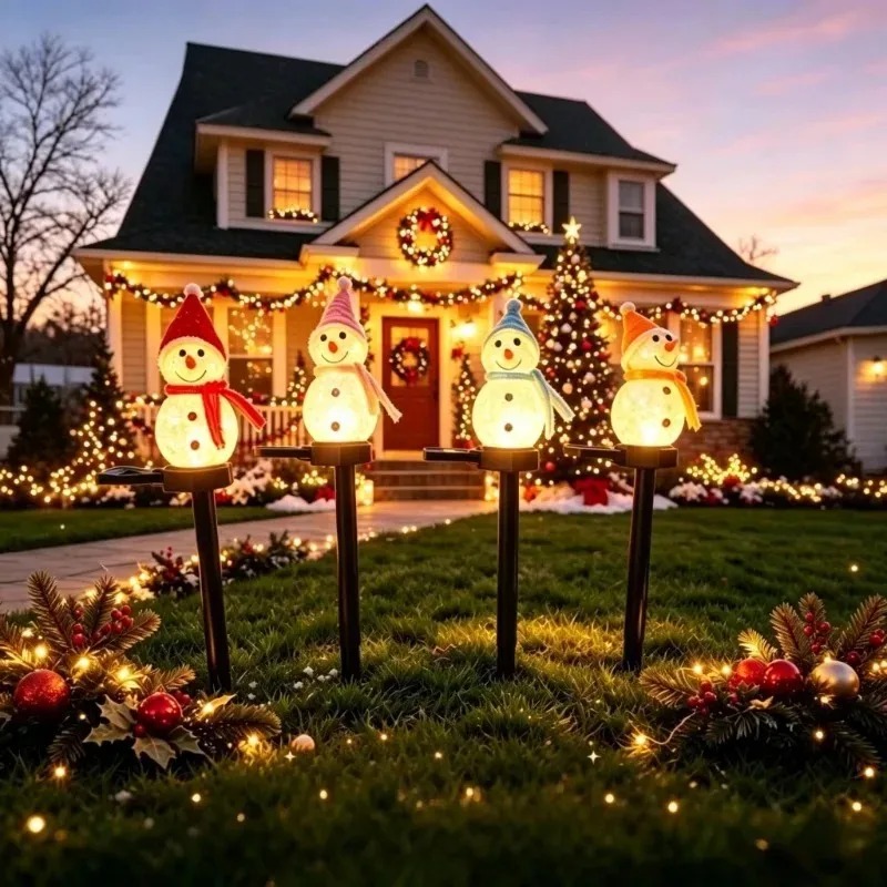 ソーラー式スノーマン型グラウンドステークLEDライト、ウォー - Outdoor Power For Xmas Lights のレビューと価格