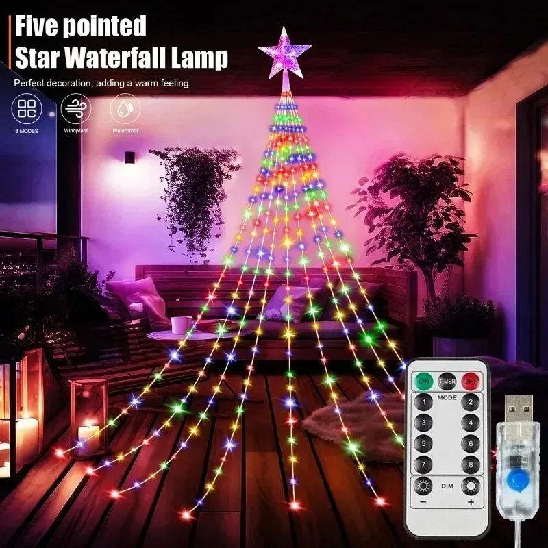 USB電源 200LED スターウォーターフォール フェアリ - Outdoor Power For Xmas Lights のレビューと価格